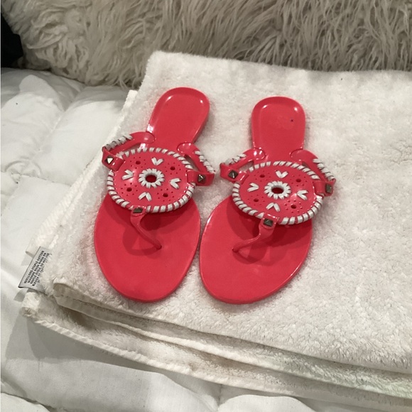 Jack Rogers Shoes - Jack Rogers Coral Pink Embellished Thong Sandals